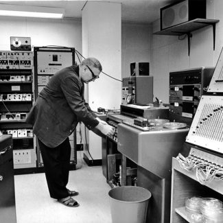Professor Gustav Ciamaga in the Electronic Music Studio, early 1960s