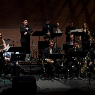 U of T 10 O’Clock Jazz Orchestra with Shannon Graham on saxophone, conducted by Maria Schneider, 2009.